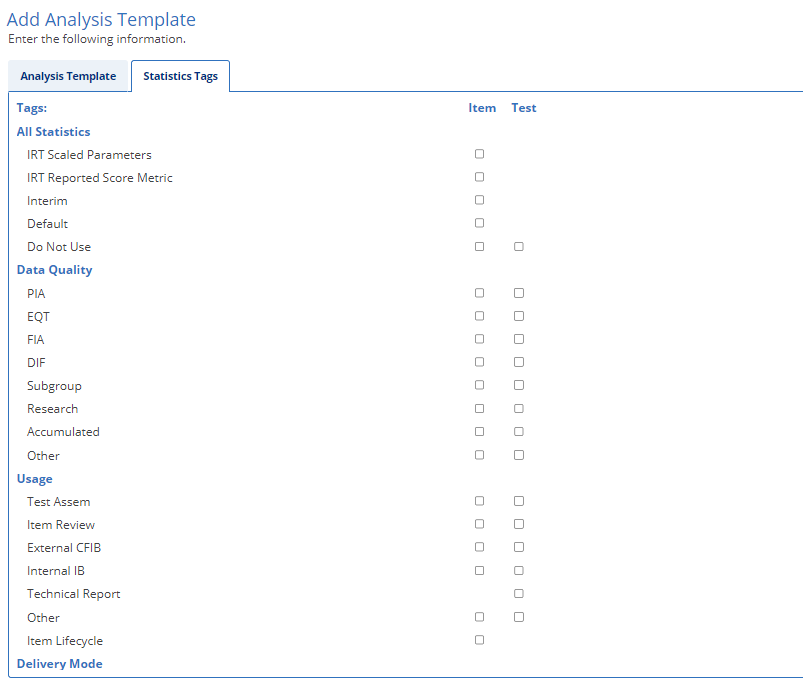 DIF Statistics Tags